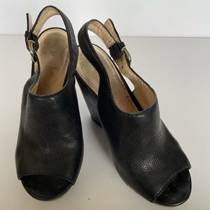 Coach - perforated leather wedge platform size 5